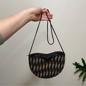 Magid Vintage Beaded Metallic Crossbody Bag